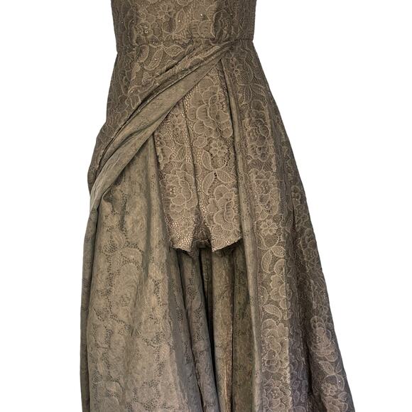 La Femme 27476 Classy Allover Lace Organza Gown with Romper Shorts Gray Size 0 - Picture 6 of 11